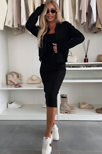 María™ | Vestido Midi & Chaqueta para una Elegancia Segura de Ti Misma