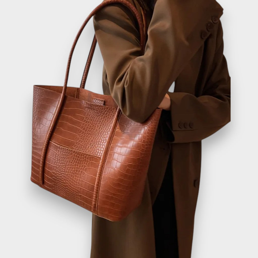 Catalina™ | Bolso de Hombro de Cuero con Estampado de Cocodrilo