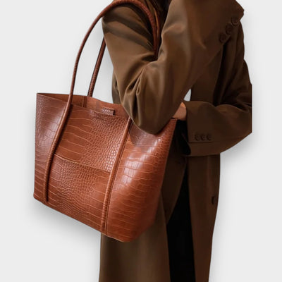 Catalina™ | Bolso de Hombro de Cuero con Estampado de Cocodrilo