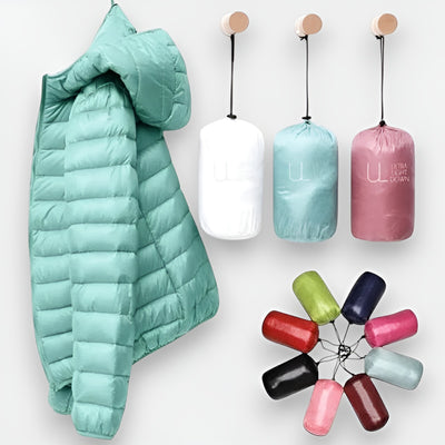 Clara™ Azul | Chaqueta Impermeable con Relleno de Plumón de Pato Blanco