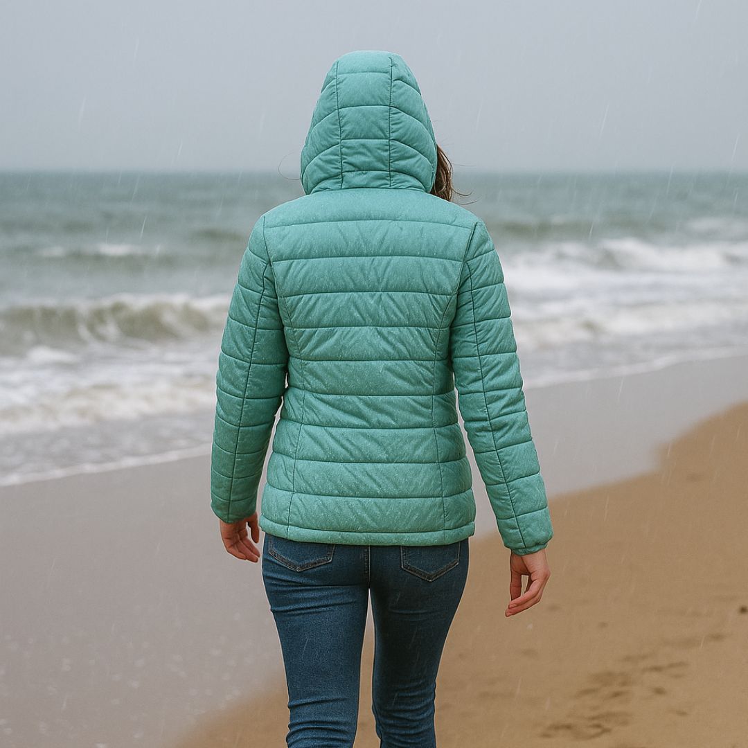 Clara™ Azul | Chaqueta Impermeable con Relleno de Plumón de Pato Blanco