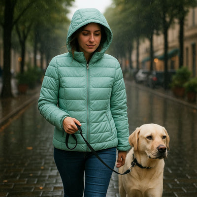 Clara™ Azul | Chaqueta Impermeable con Relleno de Plumón de Pato Blanco