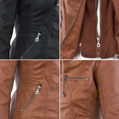 Sofía™ | Chaqueta Moderna de Cuero con Capucha para un Estilo sin Esfuerzo