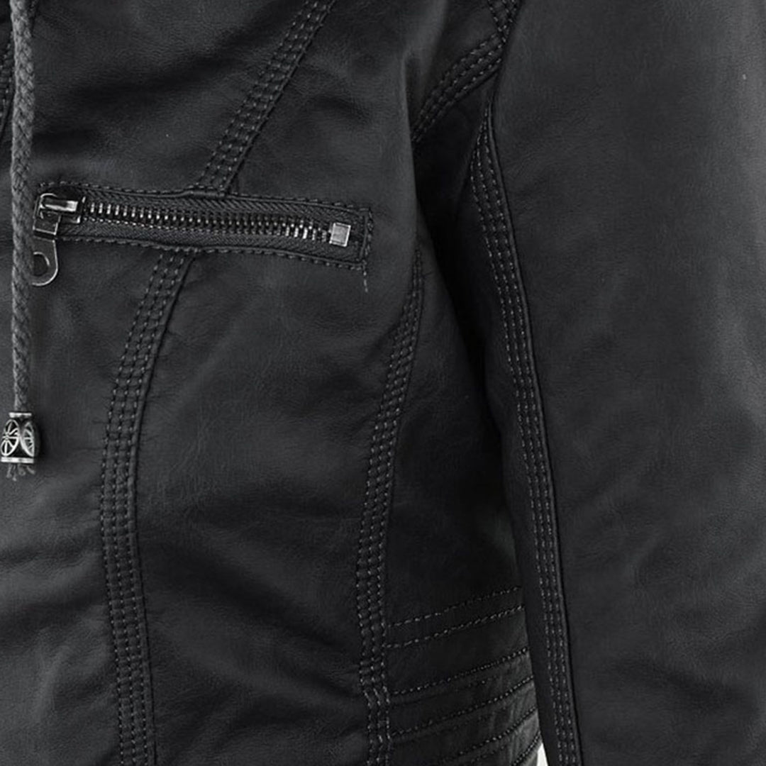 Sofía™ | Chaqueta Moderna de Cuero con Capucha para un Estilo sin Esfuerzo