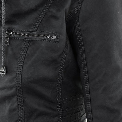 Sofía™ | Chaqueta Moderna de Cuero con Capucha para un Estilo sin Esfuerzo