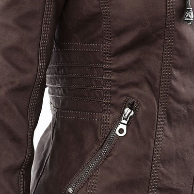 Sofía™ | Chaqueta Moderna de Cuero con Capucha para un Estilo sin Esfuerzo