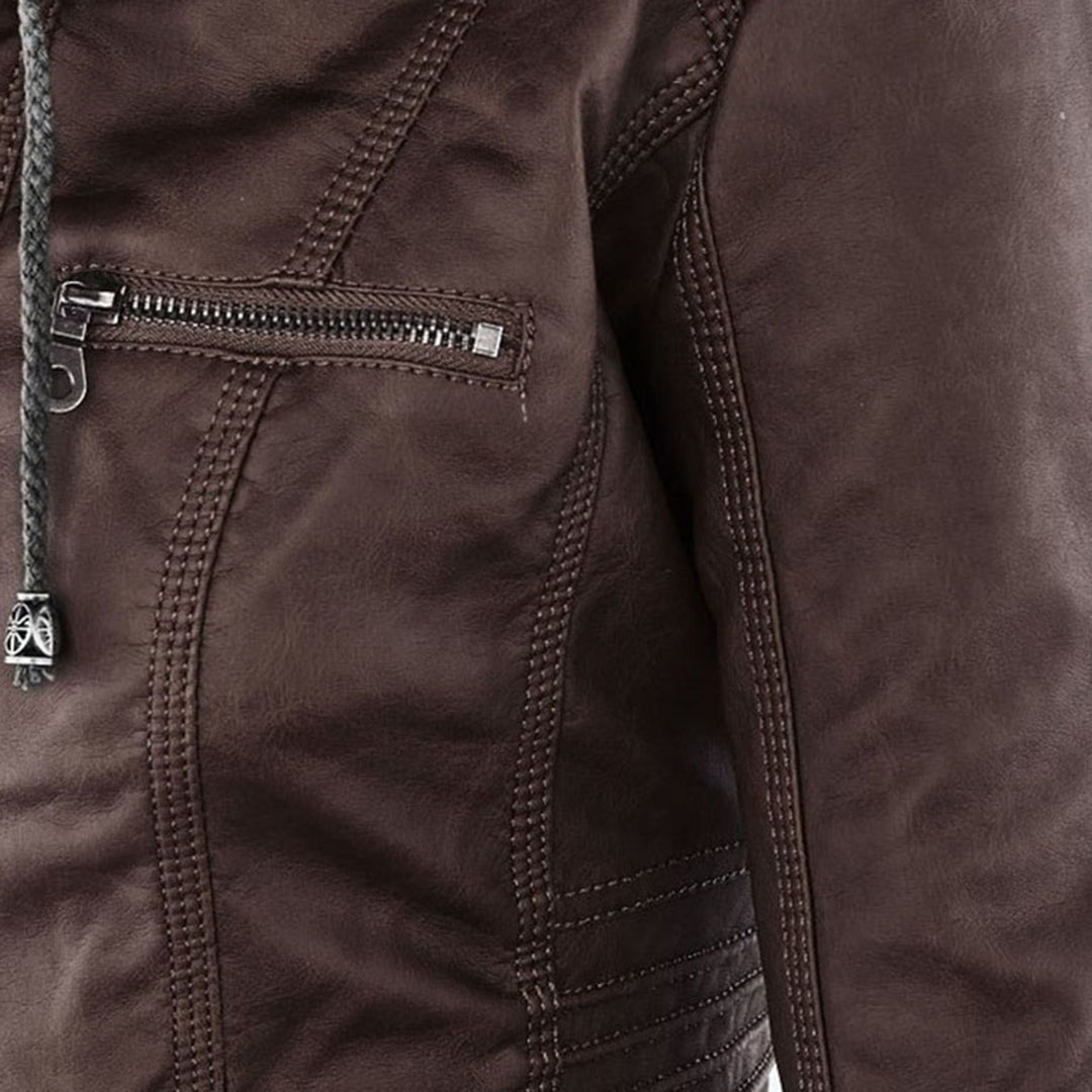 Sofía™ | Chaqueta Moderna de Cuero con Capucha para un Estilo sin Esfuerzo