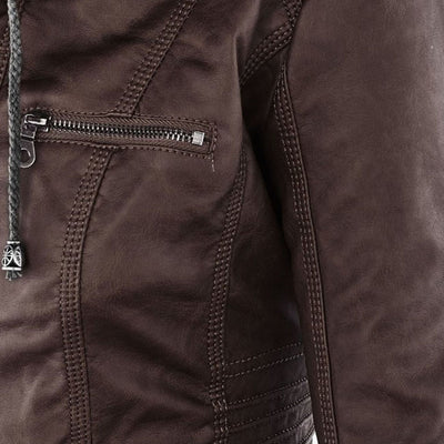 Sofía™ | Chaqueta Moderna de Cuero con Capucha para un Estilo sin Esfuerzo