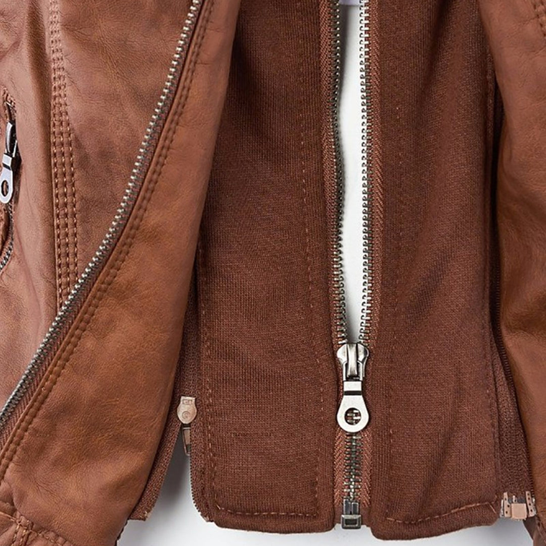 Sofía™ | Chaqueta Moderna de Cuero con Capucha para un Estilo sin Esfuerzo