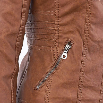 Sofía™ | Chaqueta Moderna de Cuero con Capucha para un Estilo sin Esfuerzo