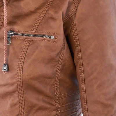 Sofía™ | Chaqueta Moderna de Cuero con Capucha para un Estilo sin Esfuerzo