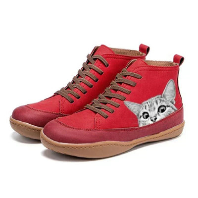 Elena™ | Botines de Cuero para Amantes de los Gatos