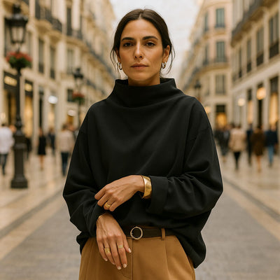 Lucía™ | Top de punto suave con cuello alto