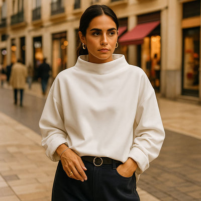 Lucía™ | Top de punto suave con cuello alto