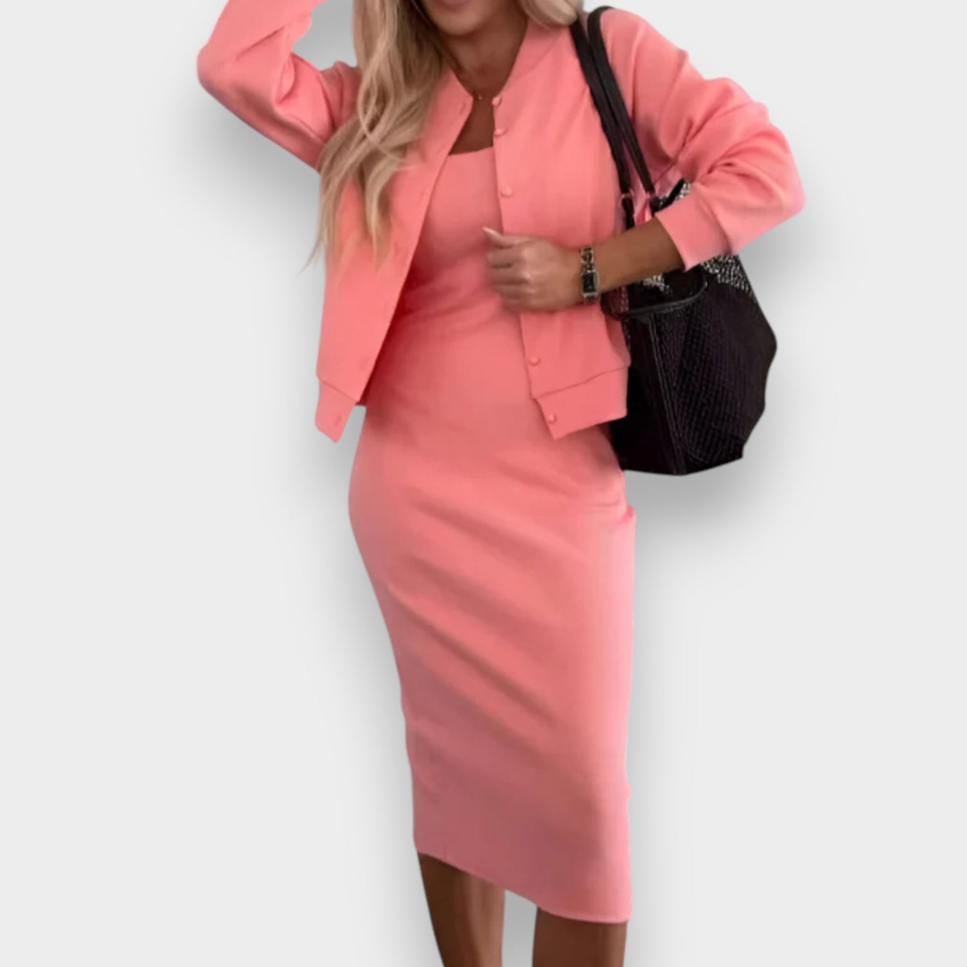 María™ | Vestido Midi & Chaqueta para una Elegancia Segura de Ti Misma