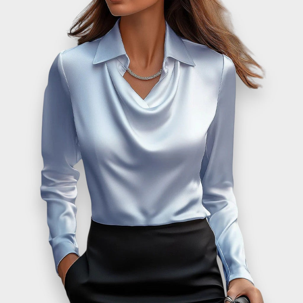 Natalia™ | Blusa Elegante de Satén Brillante con Escote en Cascada