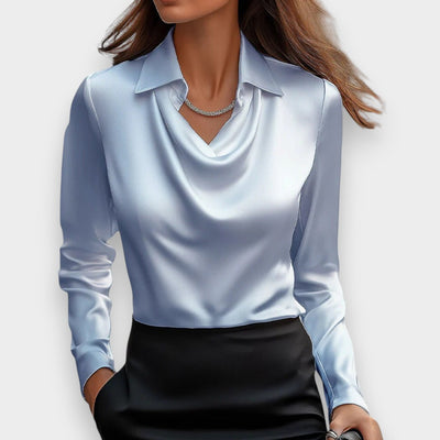 Natalia™ | Blusa Elegante de Satén Brillante con Escote en Cascada