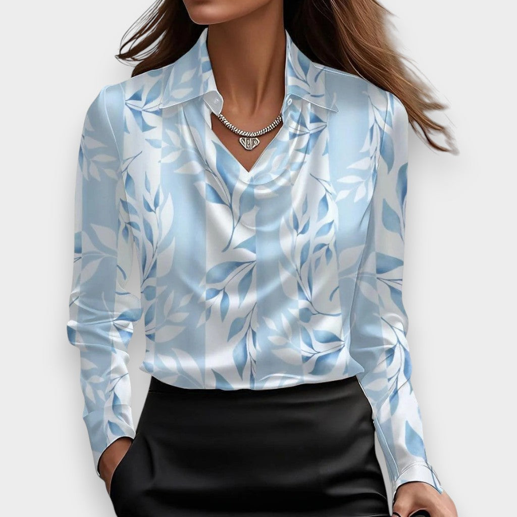 Natalia™ | Blusa Elegante de Satén Brillante con Escote en Cascada