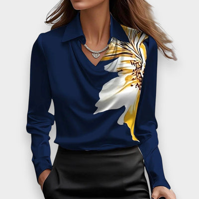 Natalia™ | Blusa Elegante de Satén Brillante con Escote en Cascada