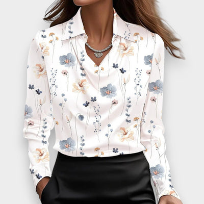 Natalia™ | Blusa Elegante de Satén Brillante con Escote en Cascada