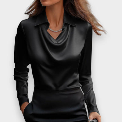 Natalia™ | Blusa Elegante de Satén Brillante con Escote en Cascada