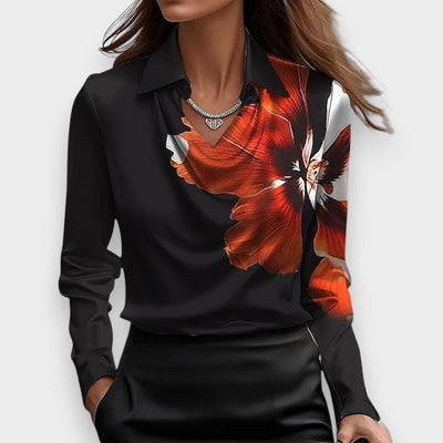 Natalia™ | Blusa Elegante de Satén Brillante con Escote en Cascada