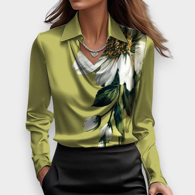 Natalia™ | Blusa Elegante de Satén Brillante con Escote en Cascada