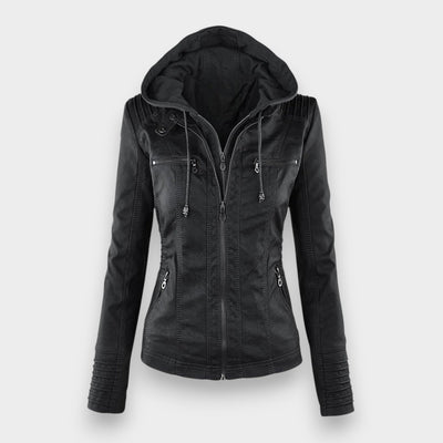 Sofía™ | Chaqueta Moderna de Cuero con Capucha para un Estilo sin Esfuerzo