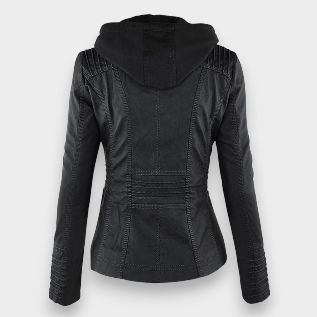 Sofía™ | Chaqueta Moderna de Cuero con Capucha para un Estilo sin Esfuerzo