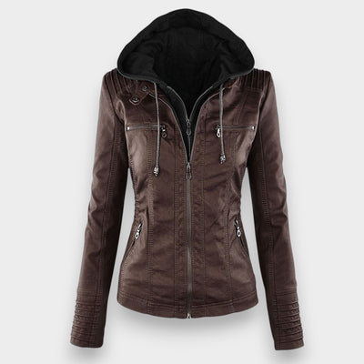 Sofía™ | Chaqueta Moderna de Cuero con Capucha para un Estilo sin Esfuerzo