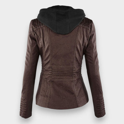 Sofía™ | Chaqueta Moderna de Cuero con Capucha para un Estilo sin Esfuerzo