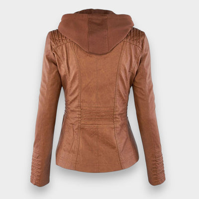 Sofía™ | Chaqueta Moderna de Cuero con Capucha para un Estilo sin Esfuerzo