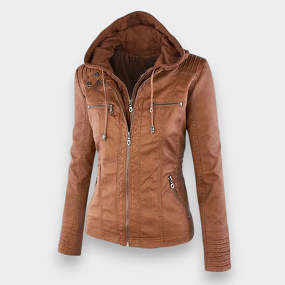 Sofía™ | Chaqueta Moderna de Cuero con Capucha para un Estilo sin Esfuerzo